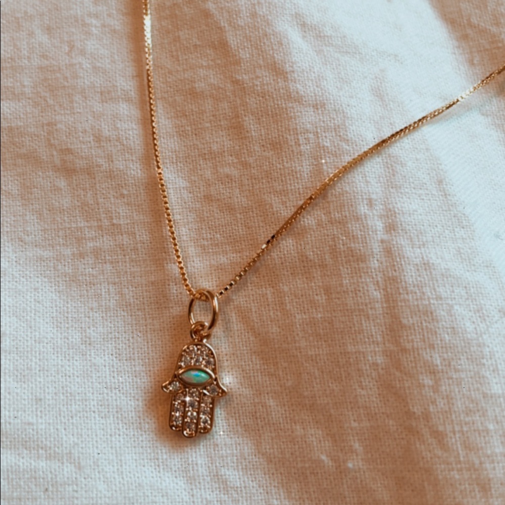 Opal Hamsa Necklace - Picture 3 of 6